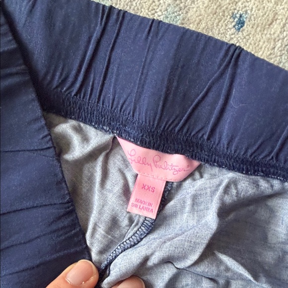 Lilly Pulitzer Navy and Blue Floral Wide Leg Pants - Picture 3 of 6